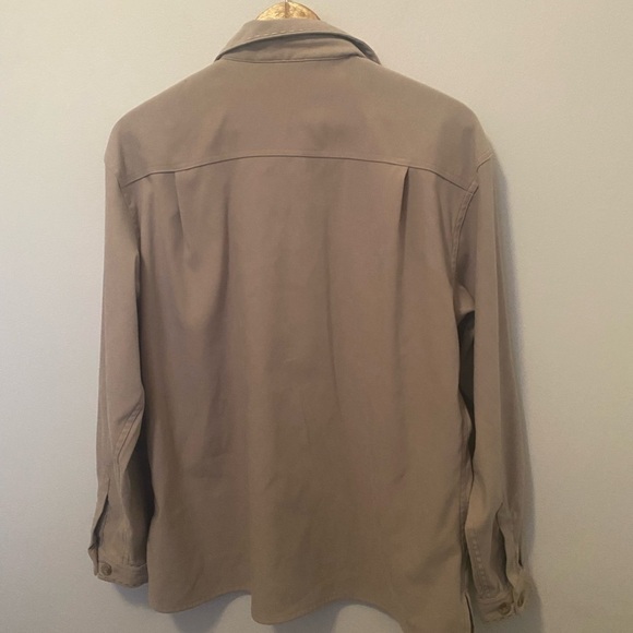 NORTHERN Reflections Top Shacket Button Up Neutral Minimalist Blouse Tan Collar - Picture 5 of 10